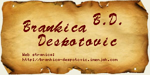 Brankica Despotović vizit kartica